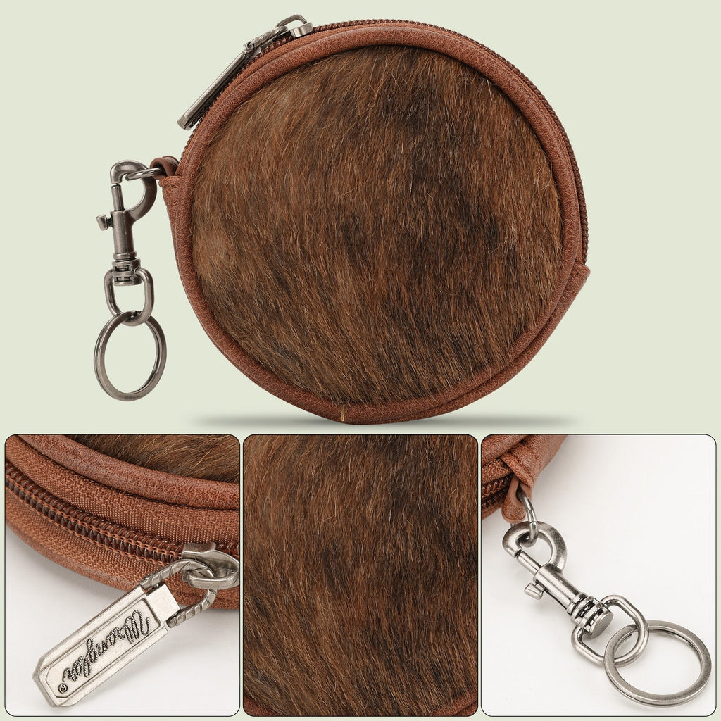 Wrangler Genuine Hair On Cowhide Circular Coin Pouch Bag Charm - 260 Broadway Boutique