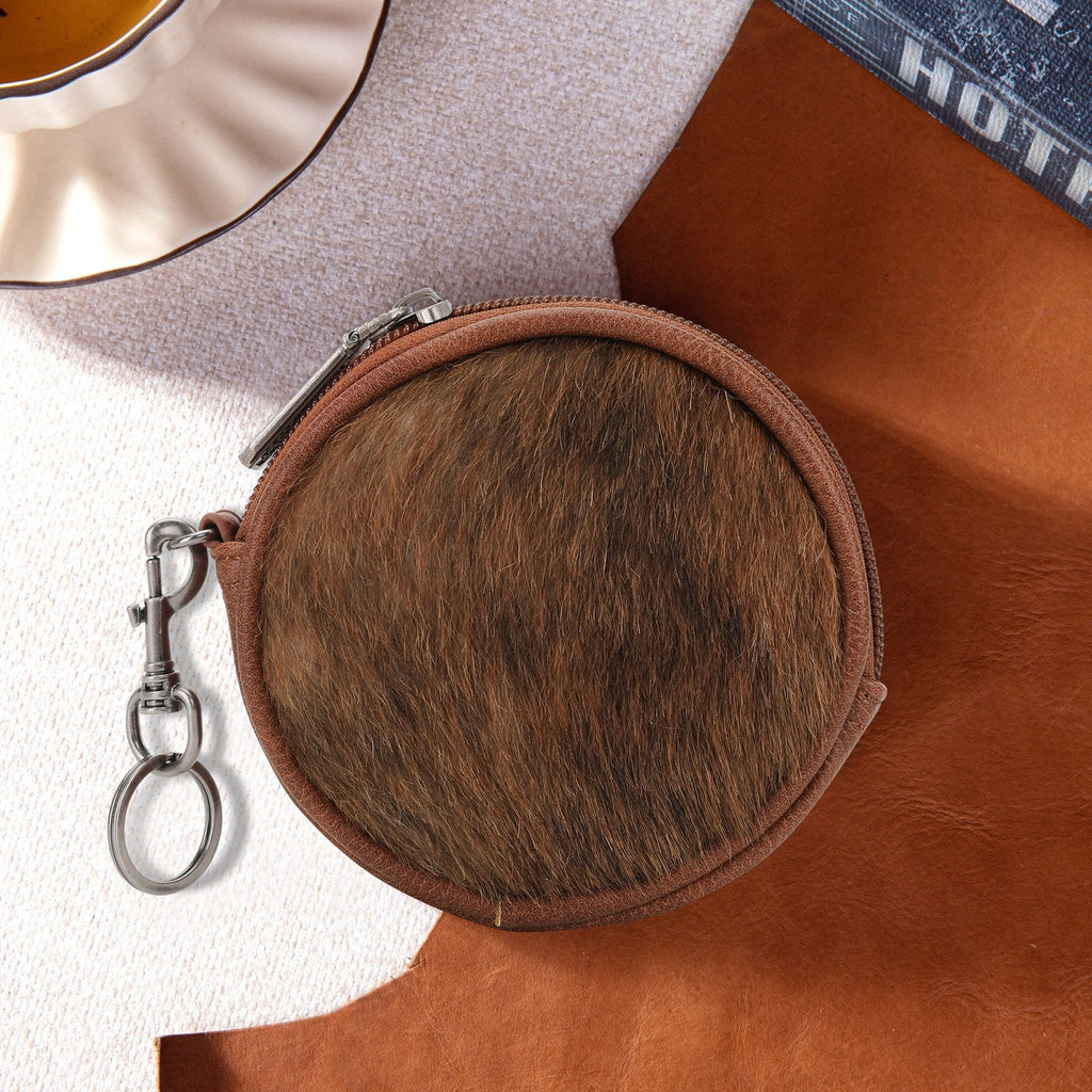 Wrangler Genuine Hair On Cowhide Circular Coin Pouch Bag Charm - 260 Broadway Boutique