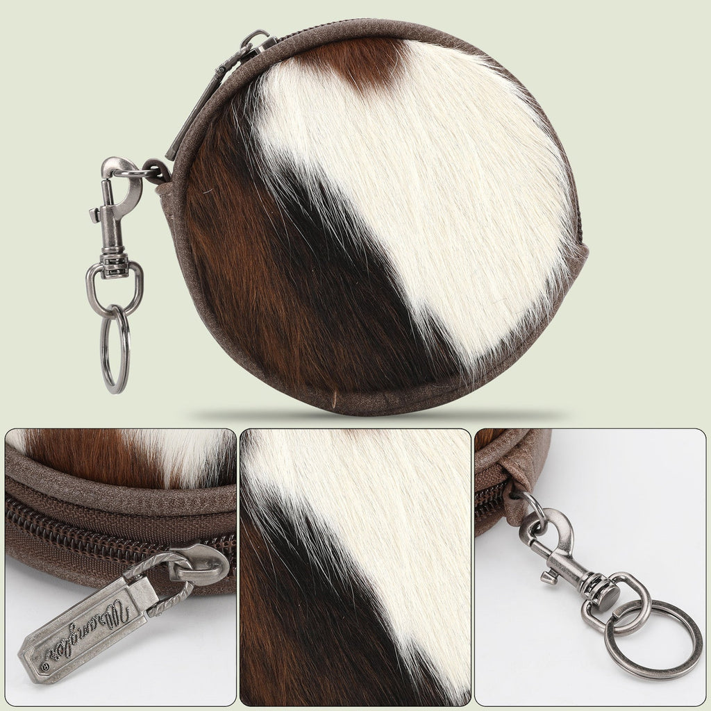 Wrangler Genuine Hair On Cowhide Circular Coin Pouch Bag Charm - 260 Broadway Boutique