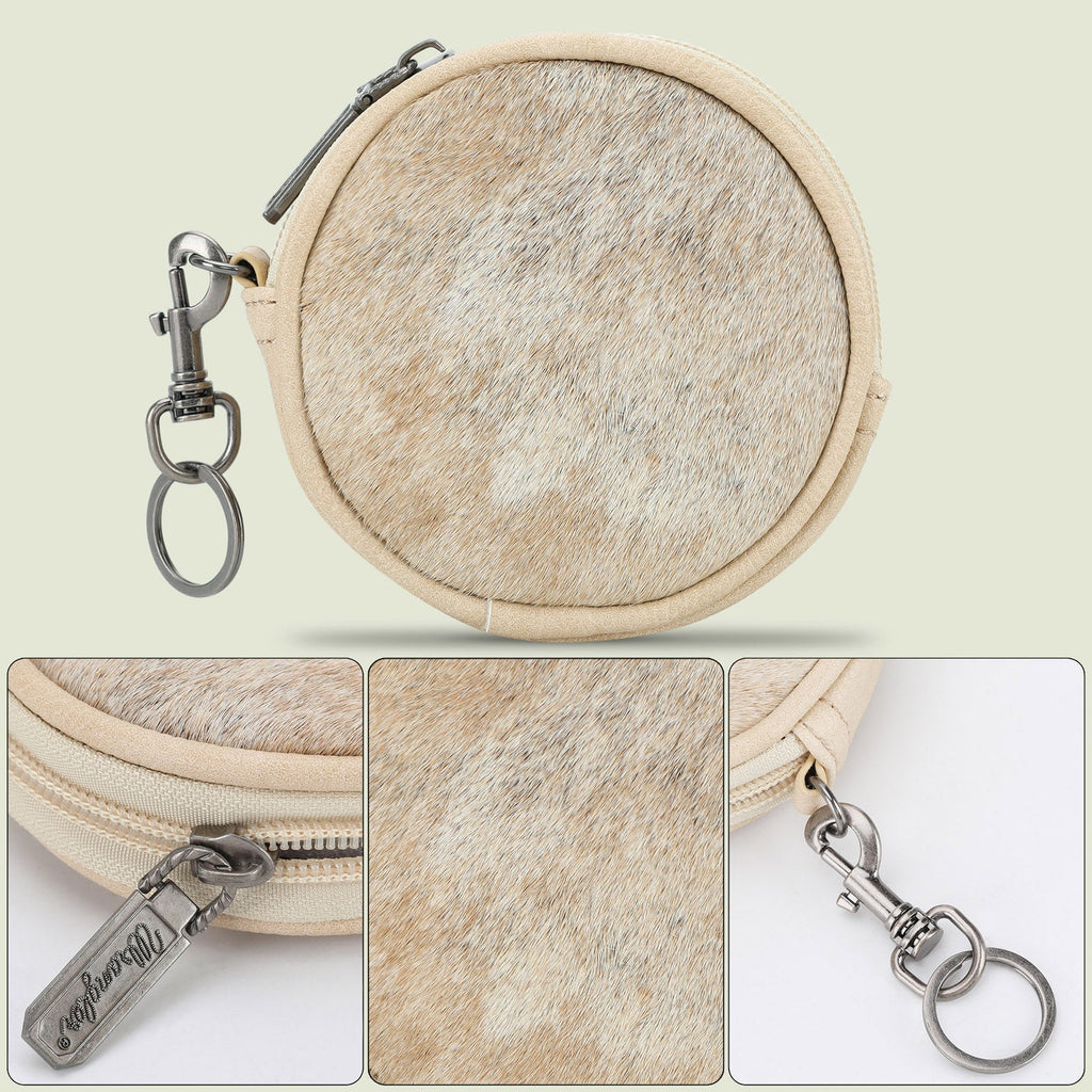 Wrangler Genuine Hair On Cowhide Circular Coin Pouch Bag Charm - 260 Broadway Boutique