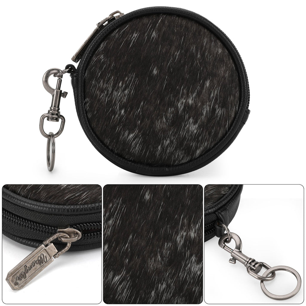 Wrangler Genuine Hair On Cowhide Circular Coin Pouch Bag Charm - 260 Broadway Boutique