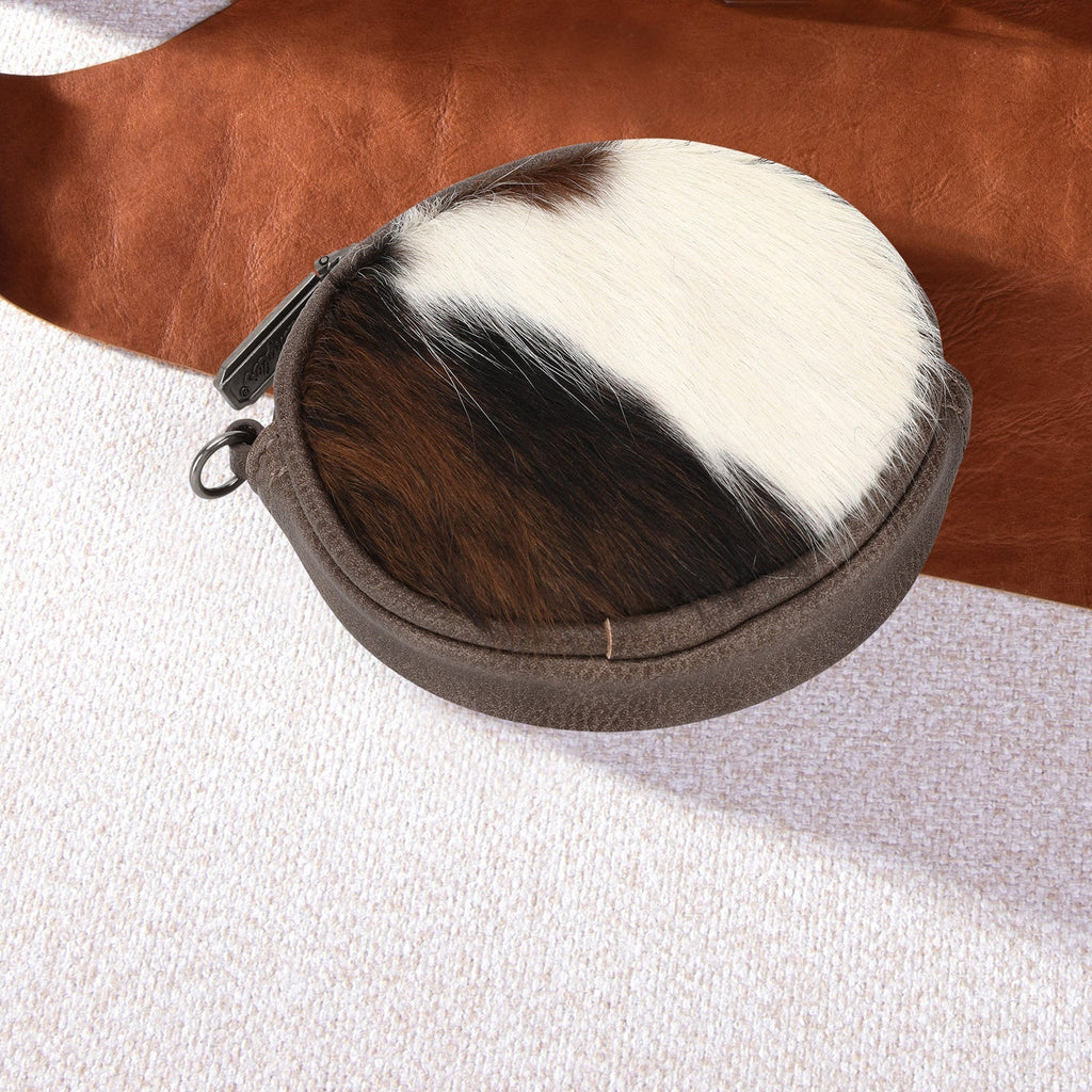 Wrangler Genuine Hair On Cowhide Circular Coin Pouch Bag Charm - 260 Broadway Boutique