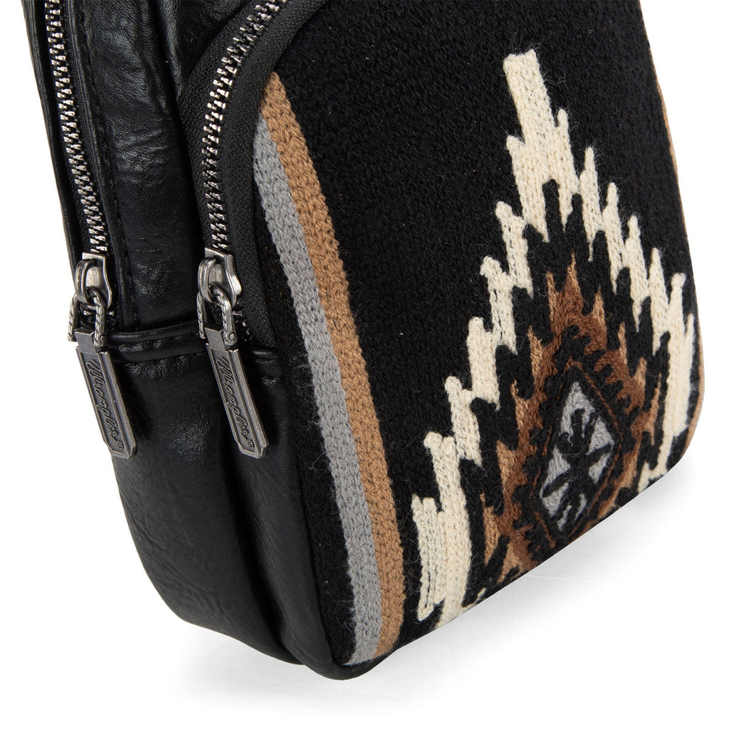 Wrangler Southwestern Knitted Sling Bag - Black - 260 Broadway Boutique