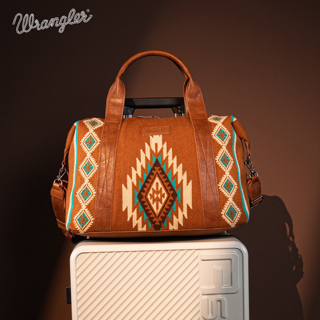 Wrangler Southwestern Print Duffle Bag - Brown - 260 Broadway Boutique