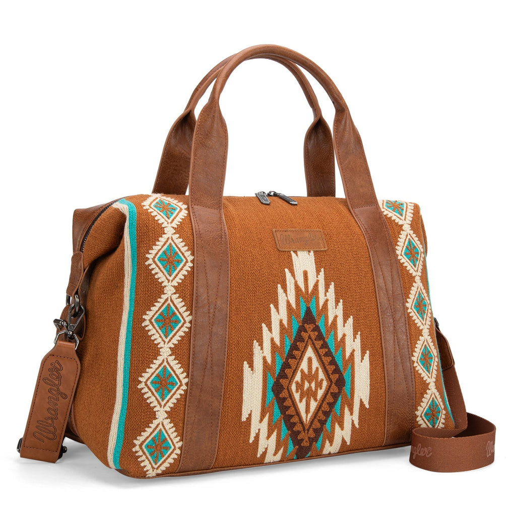 Wrangler Southwestern Print Duffle Bag - Brown - 260 Broadway Boutique