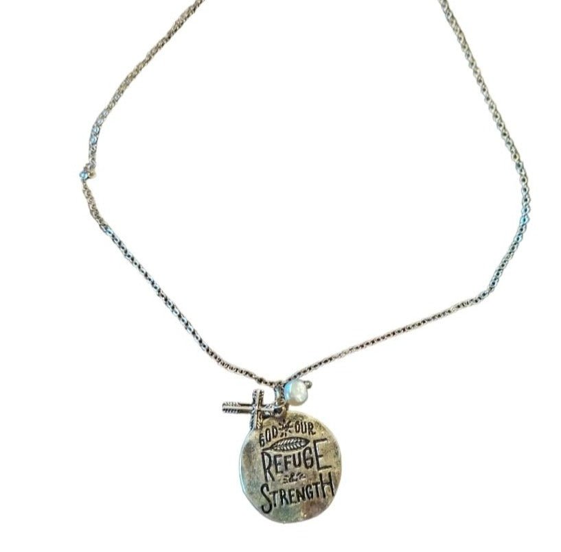 God Our Refuge & Strength Necklace & Earring SET - 260 Broadway Boutique