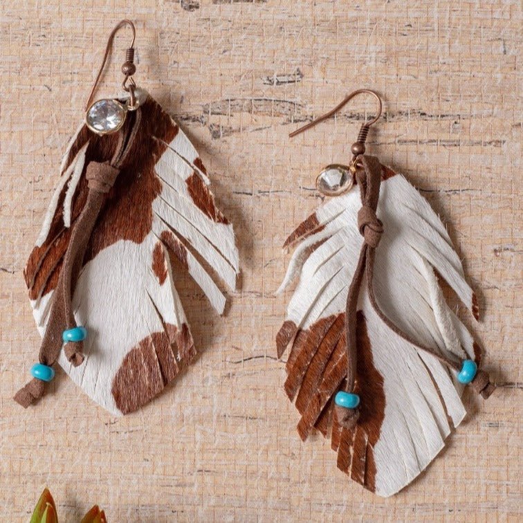 She's A Showstopper Cowhide Teardrop Earring - 260 Broadway Boutique